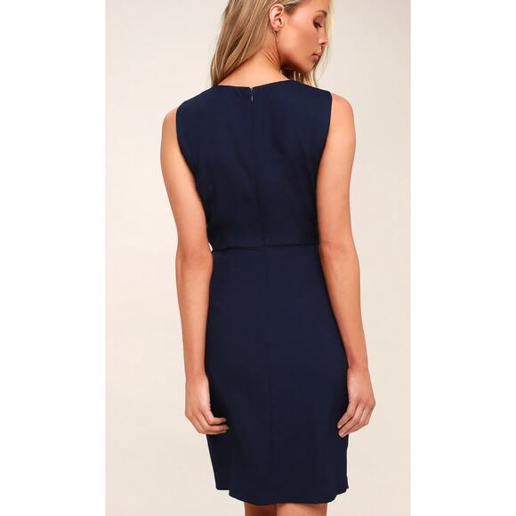 Lulus Dress Women Medium Blue Zealous Love Tie Front Mini Knotted Detail Pockets - Picture 3 of 12